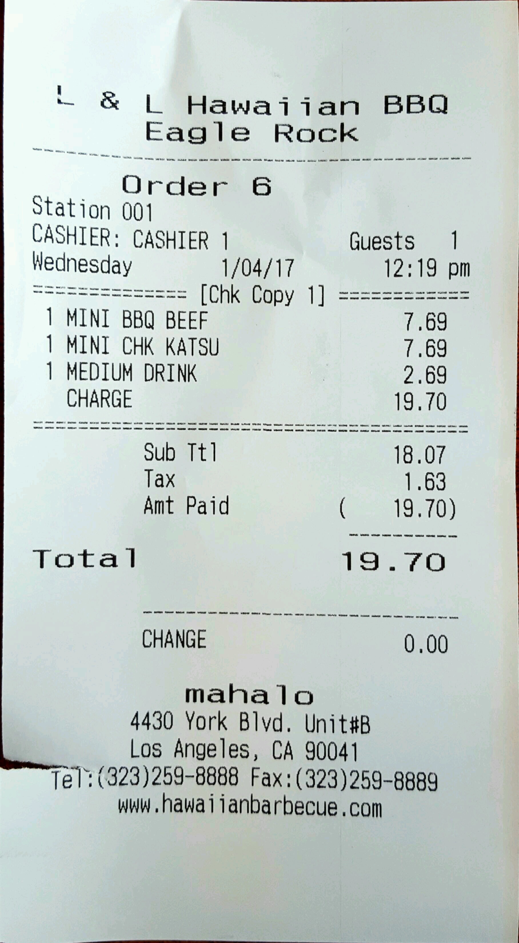 L & L Hawaiian Barbeque