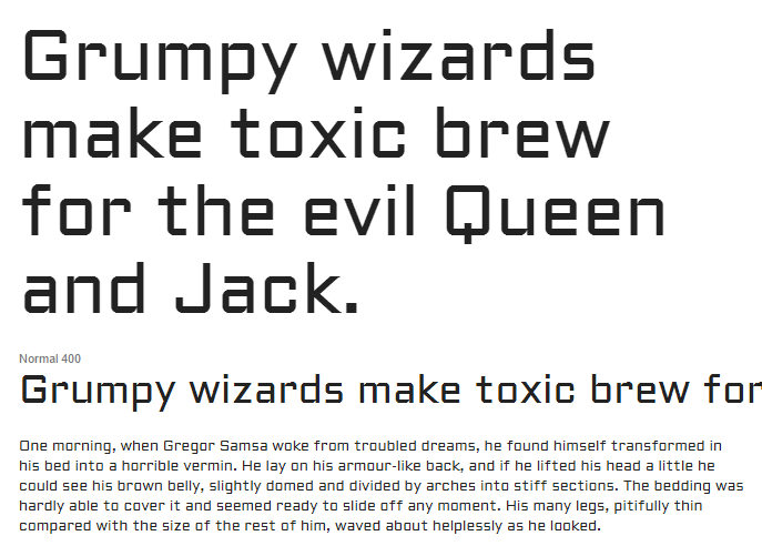 Aldrich font sample